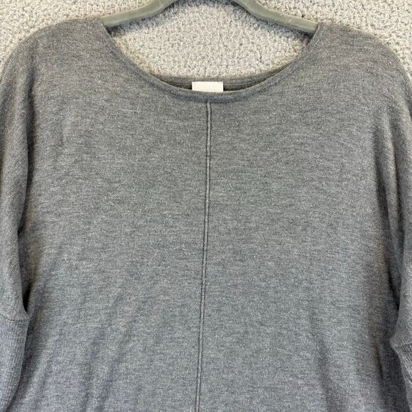 Chicos Sweater XL Gray Cashmere Blend Front Seam Roomy Boxy Casual Comfort LS - Picture 2 of 10